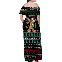 Funny Dabbing Gingerbread Holiday Party Jumper Off Shoulder Maxi Dress Xmas Holiday Patterns - Wonder Print Shop