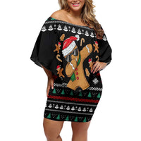 Funny Dabbing Gingerbread Holiday Party Jumper Off Shoulder Short Dress Xmas Holiday Patterns - Wonder Print Shop
