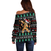 Funny Dabbing Gingerbread Holiday Party Jumper Off Shoulder Sweater Xmas Holiday Patterns - Wonder Print Shop