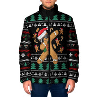 Funny Dabbing Gingerbread Holiday Party Jumper Padded Jacket Xmas Holiday Patterns - Wonder Print Shop