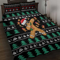 Funny Dabbing Gingerbread Holiday Party Jumper Quilt Bed Set Xmas Holiday Patterns - Wonder Print Shop