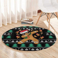 Funny Dabbing Gingerbread Holiday Party Jumper Round Carpet Xmas Holiday Patterns - Wonder Print Shop