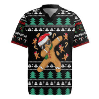 Funny Dabbing Gingerbread Holiday Party Jumper Rugby Jersey Xmas Holiday Patterns - Wonder Print Shop