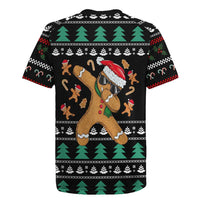 Funny Dabbing Gingerbread Holiday Party Jumper Rugby Jersey Xmas Holiday Patterns - Wonder Print Shop