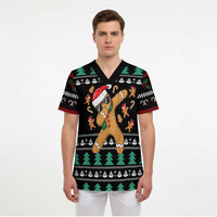 Funny Dabbing Gingerbread Holiday Party Jumper Scrub Top Xmas Holiday Patterns - Wonder Print Shop