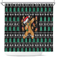 Funny Dabbing Gingerbread Holiday Party Jumper Shower Curtain Xmas Holiday Patterns - Wonder Print Shop