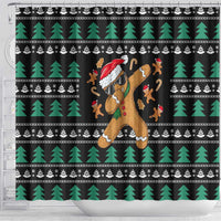 Funny Dabbing Gingerbread Holiday Party Jumper Shower Curtain Xmas Holiday Patterns - Wonder Print Shop