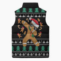 Funny Dabbing Gingerbread Holiday Party Jumper Sleeveless Puffer Jacket Xmas Holiday Patterns - Wonder Print Shop