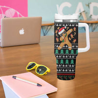 Funny Dabbing Gingerbread Holiday Party Jumper Tumbler With Handle Xmas Holiday Patterns - Wonder Print Shop