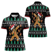 Funny Dabbing Gingerbread Holiday Party Jumper Women Polo Shirt Xmas Holiday Patterns - Wonder Print Shop
