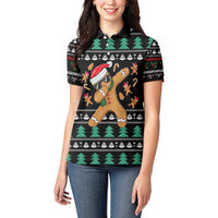 Funny Dabbing Gingerbread Holiday Party Jumper Women Polo Shirt Xmas Holiday Patterns - Wonder Print Shop