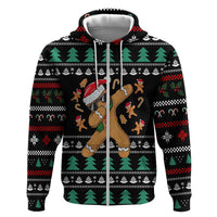 Funny Dabbing Gingerbread Holiday Party Jumper Zip Hoodie Xmas Holiday Patterns - Wonder Print Shop