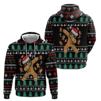Funny Dabbing Gingerbread Holiday Party Jumper Zip Hoodie Xmas Holiday Patterns - Wonder Print Shop