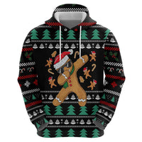 Funny Dabbing Gingerbread Holiday Party Jumper Zip Hoodie Xmas Holiday Patterns - Wonder Print Shop