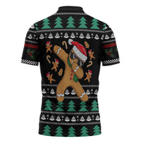 Funny Dabbing Gingerbread Holiday Party Jumper Zipper Polo Shirt Xmas Holiday Patterns - Wonder Print Shop
