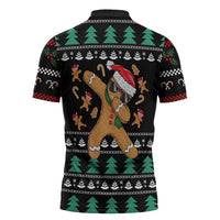 Funny Dabbing Gingerbread Holiday Party Jumper Zipper Polo Shirt Xmas Holiday Patterns - Wonder Print Shop