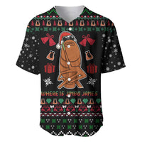 Where Is Jimbo James Marcus The Worm Baseball Jersey Xmas Holiday Patterns - Wonder Print Shop