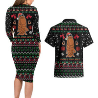 Where Is Jimbo James Marcus The Worm Couples Matching Long Sleeve Bodycon Dress and Hawaiian Shirt Xmas Holiday Patterns - Wonder Print Shop