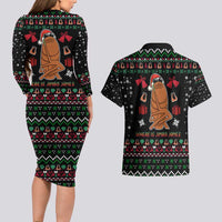 Where Is Jimbo James Marcus The Worm Couples Matching Long Sleeve Bodycon Dress and Hawaiian Shirt Xmas Holiday Patterns - Wonder Print Shop
