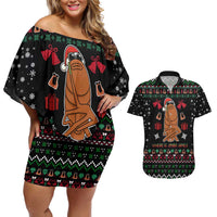 Where Is Jimbo James Marcus The Worm Couples Matching Off Shoulder Short Dress and Hawaiian Shirt Xmas Holiday Patterns - Wonder Print Shop