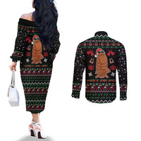 Where Is Jimbo James Marcus The Worm Couples Matching Off The Shoulder Long Sleeve Dress and Long Sleeve Button Shirt Xmas Holiday Patterns - Wonder Print Shop