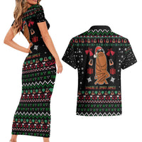 Where Is Jimbo James Marcus The Worm Couples Matching Short Sleeve Bodycon Dress and Hawaiian Shirt Xmas Holiday Patterns - Wonder Print Shop