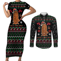 Where Is Jimbo James Marcus The Worm Couples Matching Short Sleeve Bodycon Dress and Long Sleeve Button Shirt Xmas Holiday Patterns - Wonder Print Shop