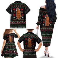 Where Is Jimbo James Marcus The Worm Family Matching Off The Shoulder Long Sleeve Dress and Hawaiian Shirt Xmas Holiday Patterns - Wonder Print Shop
