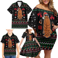 Where Is Jimbo James Marcus The Worm Family Matching Off Shoulder Short Dress and Hawaiian Shirt Xmas Holiday Patterns - Wonder Print Shop