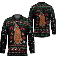 Where Is Jimbo James Marcus The Worm Hockey Jersey Xmas Holiday Patterns - Wonder Print Shop