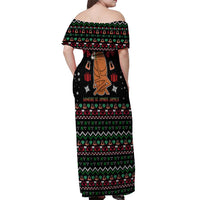 Where Is Jimbo James Marcus The Worm Off Shoulder Maxi Dress Xmas Holiday Patterns - Wonder Print Shop