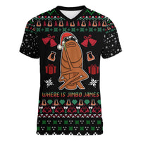 Where Is Jimbo James Marcus The Worm Women V-Neck T-Shirt Xmas Holiday Patterns - Wonder Print Shop