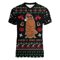 Where Is Jimbo James Marcus The Worm Women V-Neck T-Shirt Xmas Holiday Patterns - Wonder Print Shop
