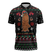 Where Is Jimbo James Marcus The Worm Zipper Polo Shirt Xmas Holiday Patterns - Wonder Print Shop