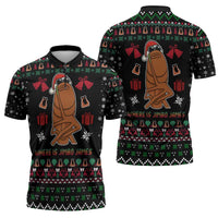 Where Is Jimbo James Marcus The Worm Zipper Polo Shirt Xmas Holiday Patterns - Wonder Print Shop