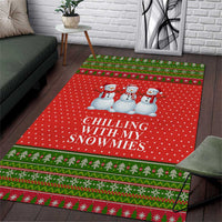 Chilling With My Snowmies Christmas Area Rug Xmas Holiday Patterns - Wonder Print Shop