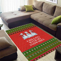 Chilling With My Snowmies Christmas Area Rug Xmas Holiday Patterns - Wonder Print Shop