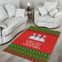 Chilling With My Snowmies Christmas Area Rug Xmas Holiday Patterns - Wonder Print Shop