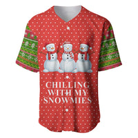 Chilling With My Snowmies Christmas Baseball Jersey Xmas Holiday Patterns - Wonder Print Shop