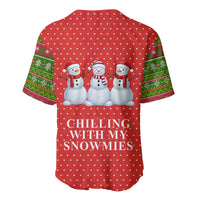 Chilling With My Snowmies Christmas Baseball Jersey Xmas Holiday Patterns - Wonder Print Shop