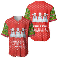 Chilling With My Snowmies Christmas Baseball Jersey Xmas Holiday Patterns - Wonder Print Shop