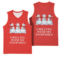 Chilling With My Snowmies Christmas Basketball Jersey Xmas Holiday Patterns - Wonder Print Shop