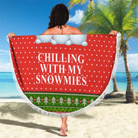 Chilling With My Snowmies Christmas Beach Blanket Xmas Holiday Patterns - Wonder Print Shop
