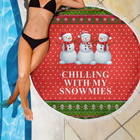 Chilling With My Snowmies Christmas Beach Blanket Xmas Holiday Patterns - Wonder Print Shop