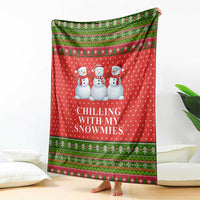 Chilling With My Snowmies Christmas Blanket Xmas Holiday Patterns - Wonder Print Shop