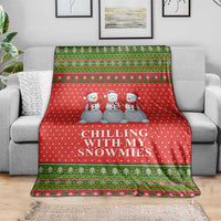 Chilling With My Snowmies Christmas Blanket Xmas Holiday Patterns - Wonder Print Shop