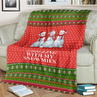 Chilling With My Snowmies Christmas Blanket Xmas Holiday Patterns - Wonder Print Shop