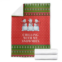 Chilling With My Snowmies Christmas Blanket Xmas Holiday Patterns - Wonder Print Shop