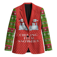 Chilling With My Snowmies Christmas Blazer Xmas Holiday Patterns - Wonder Print Shop