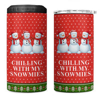 Chilling With My Snowmies Christmas 4 in 1 Can Cooler Tumbler Xmas Holiday Patterns - Wonder Print Shop